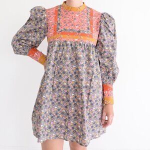 CeliaB BuckEye Tree Puff Sleeve Multicolor Floral Mini Dress S